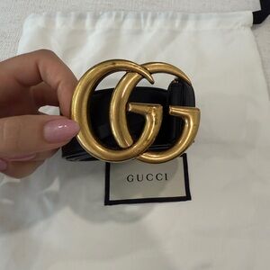Gucci Black Belt with Gold Hardware